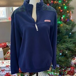 Vineyard Vines Blue Fleece with Plaid Accents